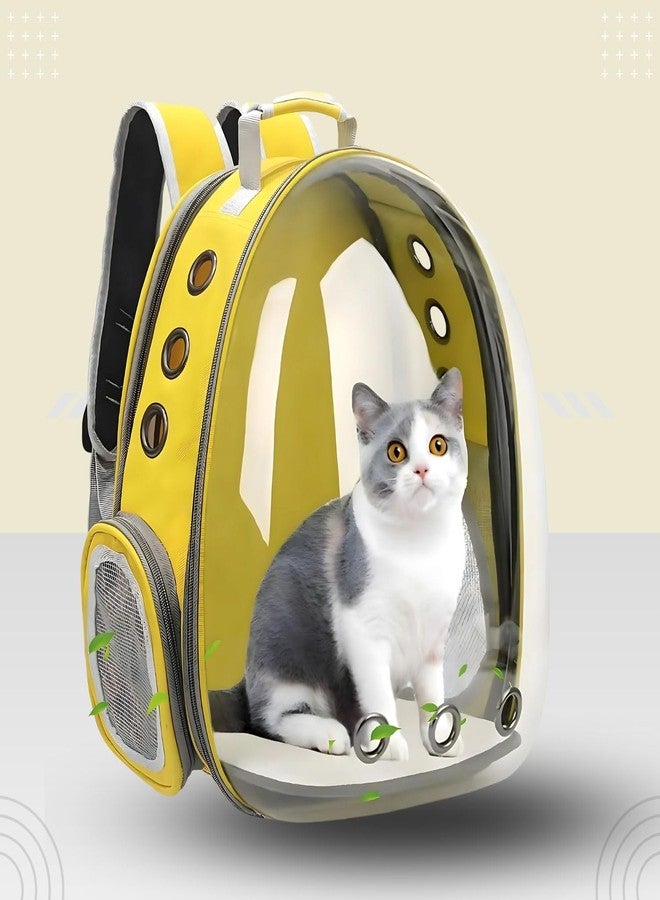 حقيبة ظهر شفافة صفراء اللون من VAYINATO® لحمل الحيوانات الأليفة أثناء السفر، مثالية للكلاب والقطط الصغيرة | مقاومة للماء، مريحة وجيدة التهوية من Petzlifeworld - Image 1